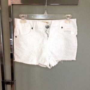 Mudd Junior White Lace Denim Shorts